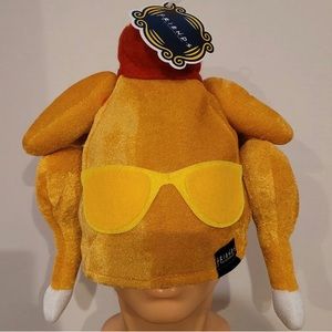 FRIENDS Licensed Fabric Adult Thanksgiving Turkey Leg Hat w/ Sunglasses, NWT
